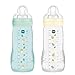 MAM | Biberon Easy Active 6+ Mese Colore Ghiaccio + Perla (confezione da 2 x 330 ml) – con ciuccio in silicone a flusso X velocità ultra veloce – per neonati chiusura ermetica immagine