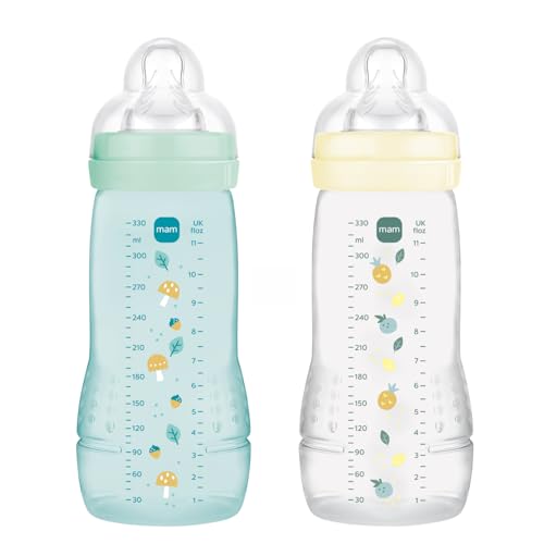 Lot de 2 Biberons   MAM BABY   Easy Active   +6 mois   330 ml   Tétine débit X   Ice + Pearl
