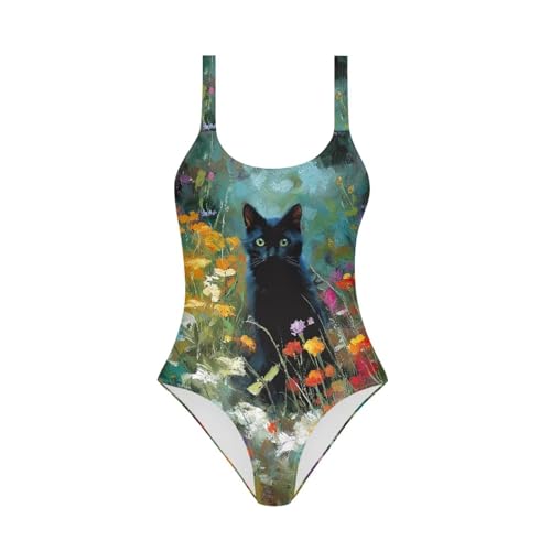 Image of One Piece Bathing Suit for Teen Girls Comfy Crewneck Backless Bathing Suit