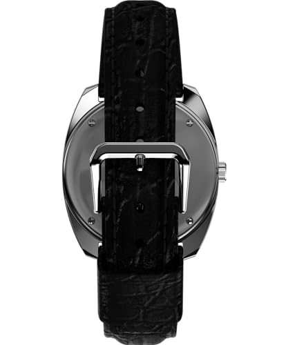 Miniatura 3 de Timex Q - Reloj de 37,5 mm para hombre, correa de liberación rápida de dos piezas de cuero negro, esfera verde, caja de acero inoxidable TW2W44700