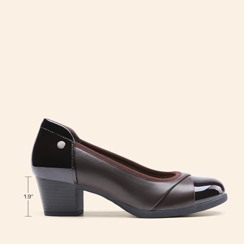 DREAM PAIRS Women's Pumps Low Chunky Block Closed Toe Shoes Work Comfortable Heels Round Toe Dress - Image 4