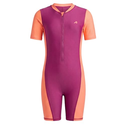 Image of Boldfit Swimming Costume for Kids Lightweight Swim Suit for Kids Girls Half Sleeve Swim Costume Girl One-Piece Swimming Suit for Girls