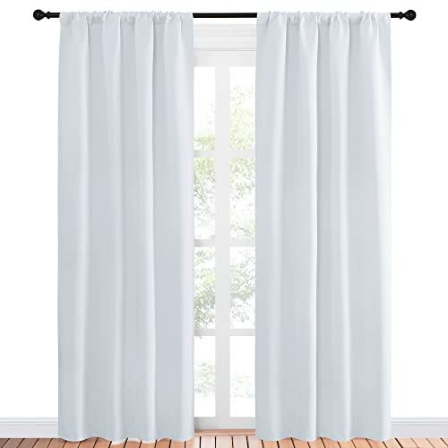 Nicetown Kitchen Room Darkening Curtains - Window Treatment Thermal Insulated Rod Pocket Room Darkening Curtains/Drapes For Bedroom (2 Panels, 42 By 84, Platinum - Greyish White) #TOP1