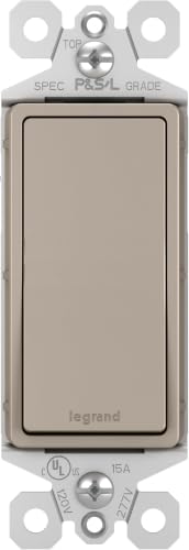 Legrand Radiant TM870NICC10 15 Amp Rocker Wall Switch, Single Pole Decorator Light Switches, Nickel (1 Count) (Pack of 10)