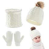 Juego de guantes de gorro para bebé, gorro de punto, guantes cálidos para...