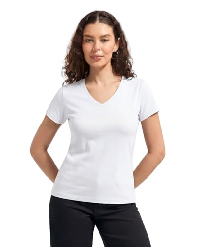 Image of Wellbi Women's Bamboo V-Neck T-Shirt | Ultra Soft, Breathable, Cooling, Stretch Tee for Workout, Yoga, Gym & Everyday Wear | Eco-Friendly Top for Girls, Lightweight & Comfortable Top