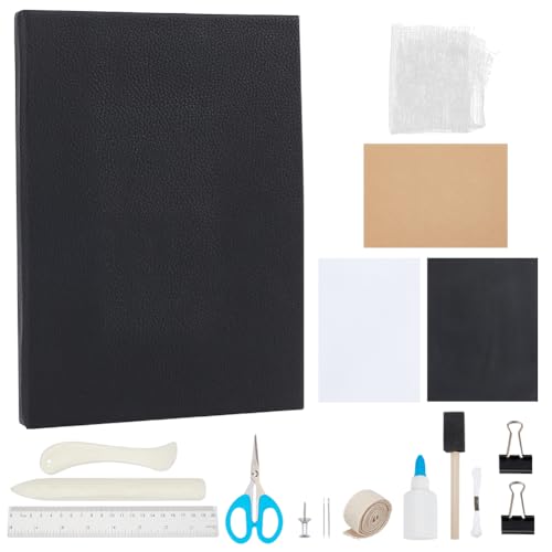 WEBEEDY DIY Bookbinding Kit Notebook Bookbinding Supplies Set with Tools for DIY Bookbinding Crafts Supplies A5 Book Making Kit Complete Cased in Hardcover Journal Craft Kit for Adults, Black