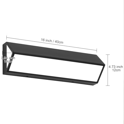 Image of 16-Inch LED Modern Bathroom Vanity Light Fixtures, Matte Black Modern Acrylic Bathroom Wall Lighting Fixtures Over Mirror (Cool White 6000K)