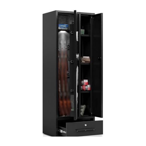 ZPVXRVQ Waffenschrank mit Digitalem Tastenfeld, Notfallschlüsseln, Abschließbarem Munitionsfach und Aufbewahrungstaschen Große Schublade