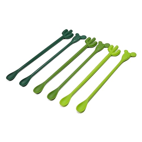 6 Pcs Cactus Cocktail Stirrers, Reusable Plastic Swizzle Sti