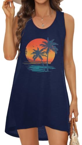 Image of elescat Womens Swimsuit Cover Up Summer Sleeveless T Shirt Beach Dress Tank Bikini Coverups 2026