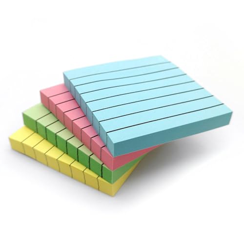 Sticky Notes Lined | Post it Sticky Notes Pastel Colour | Strong Adhesive Sticky Pads | to Do List Pads| Note Pads for Home, Office and School | Memo Pads | Pack of 4 | 100 sheet Per Pad