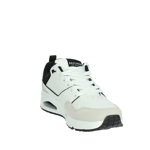 Skechers Herren UNO Retro One Sneaker, Weißes Leder Duraleather Black Mesh, 42.5 EU – Ansicht 5