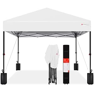 Best Choice Products 12x12ft Pop Up Canopy Tent, Outdoor Shade, 1 Person 1 Minute Set Up, Carry Case, 4 Weight Bags – White