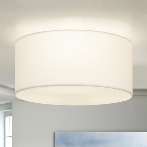 Semi Flush Mount Ceiling Light Fixture,13inch Light Fixtures Ceiling Mount,3-Light Drum Light Fixture with White Shade,Modern Close to Ceiling Lamps for Living Room, Bedroom, Dining Room,Entryway by Vexagyle - Used condition - US$32.82