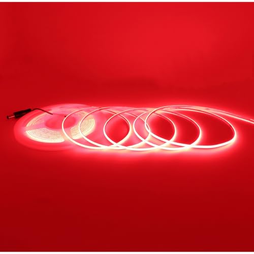 Cinta LED COB ultra delgada 12V 16.4 pies 480LED/m color rojo miniatura 1
