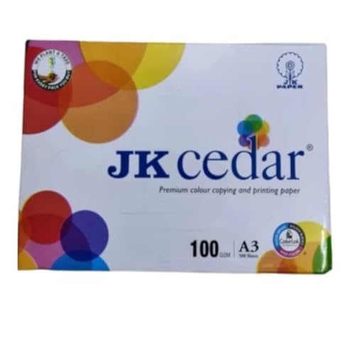 Image of JK Cedar A3 Paper, 100 GSM, White, Multipurpose Sheets for Printing and Writing, 500 Sheets Pack