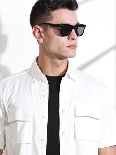 Image of Thomas Scott Men's | Solid | Half Sleeve | Slim Fit | Cotton Blend | Double Flap Pocket | Spread Collar | Casual Shirt