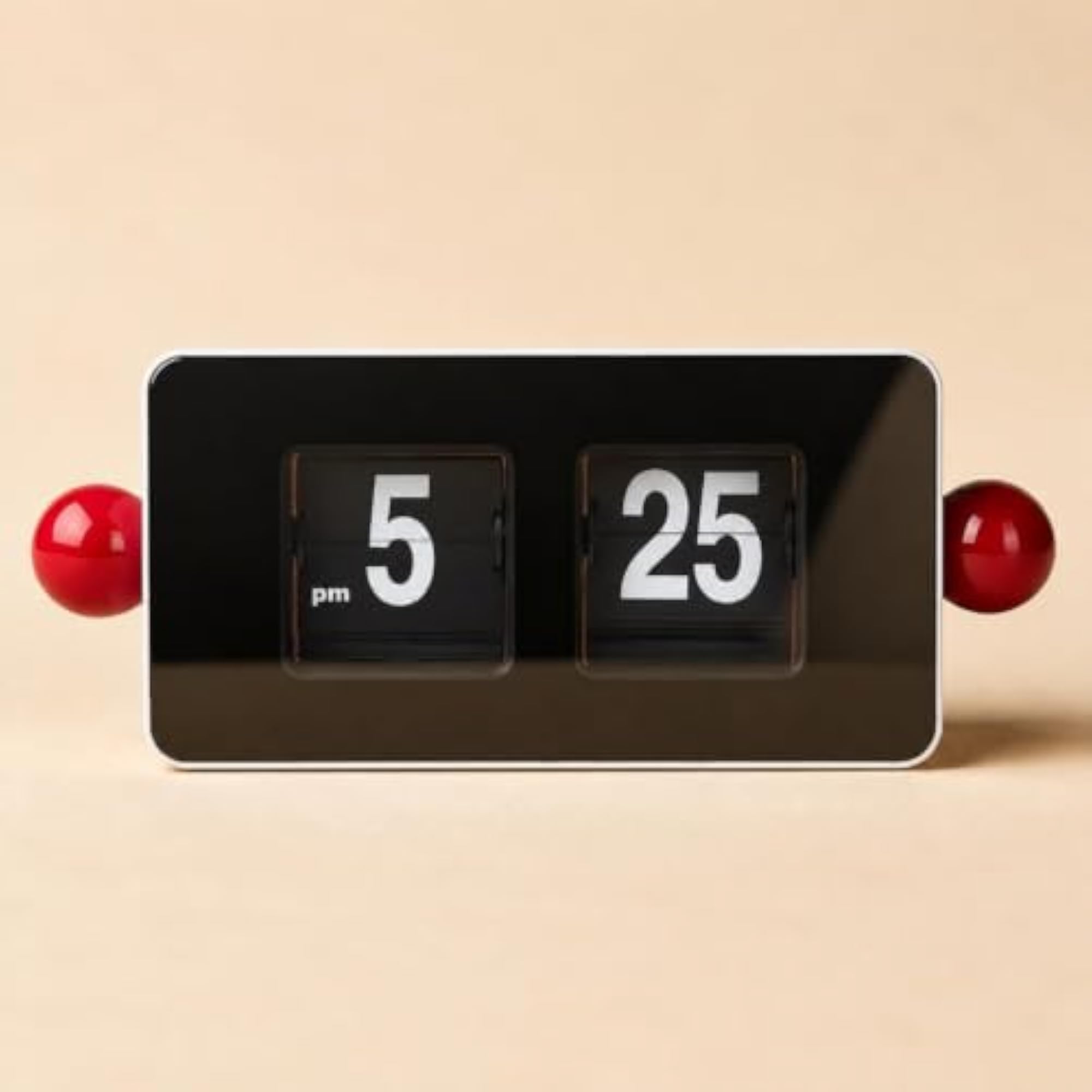 Compact Automatic Flip C-Lock Retro Desk Clock, Walnut Frame