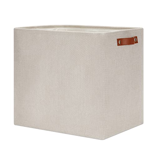 Image of DULLEMELO Fabric Storage Basket, Large Storage Bin for Organization, Closet Storage Bins for Clothes Blankets Nursery Shelves, Collapsible Storage Container Box with Handles(Cream)