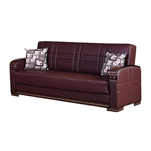 Beyan Manhattan Collection Modern Living Room Convertible Folding Sofa Bed With Storage Space, Includes 2 Pillows, Burgundy #TOP5
