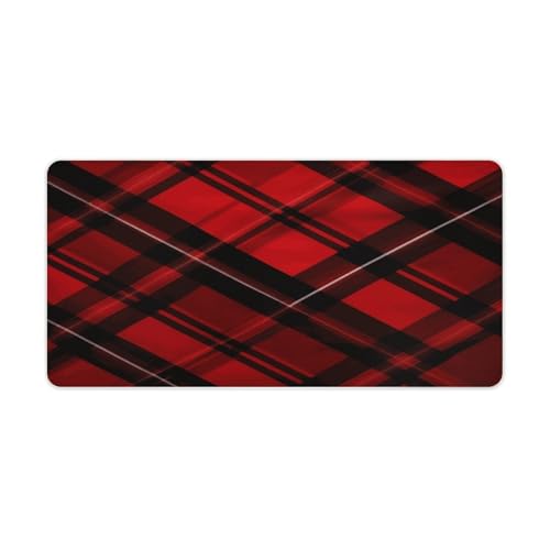 Red and Black Plaid Desk Pad Large Office Desk Mat Rubber miniatura 1