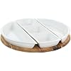 Gibson Elite Gracious Dining 4 Piece Fine Ceramic Sectional Tray Set with Acacia Wood Base