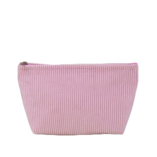 Bolsa de maquiagem feminina, bolsa de cosméticos de veludo cotelê, linda organizadora de maquiagem de viagem, rosa