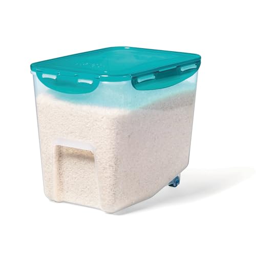 Starfrit LocknLock Plastic Pantry Organizer with wheels, 237OZ/7L, 4-Sided Locking Flip-Top Lids, Airtight, Dishwasher Safe, Clear, BPA free by Starfrit - Used condition - CA$13.91