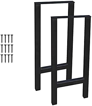 Barn XO Heavy Duty Metal H Table Legs | Set of (2), Industrial Legs, Modern Legs, Console Table, DIY, Table Legs, Bench Legs, Legs, Powder Coated Matte Black (28" H x 14" W)