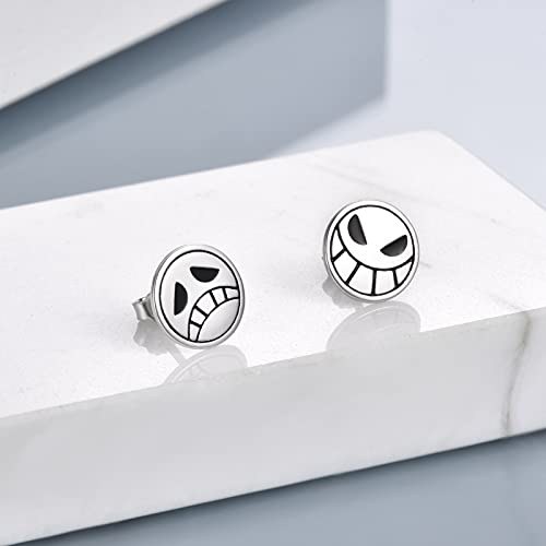 POPLYKE Anime Stud Earrings 925 Sterling Silver One Piece Anime Skeleton Stud Earrings Cosplay Jewelry Earrings for Women Man3