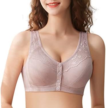 Front Buckle Bra Buttons Full Coverage Bras,Comfort Front Close Sport Bra,Beautiful Back Breathable Lace Bras