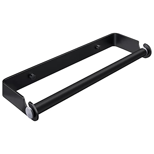 Zuzcher Porte Rouleau de Cuisine Mural avec Auto Adhésif Papier Essuie Tout pour Cuisine 32 cm Aluminium Support pour Papier Essuie Noir Cover