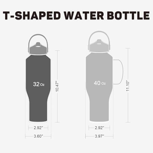 Image of ABOTOCUP 32oz Insulated Water Bottle Keep Cold 24h&Hot 12h, Double Wall Vacuum Insulated Water Bottles with Straw /Spout Lid, Stainless Steel Water Bottles that Fit in Any Car Cup Holder, Leak-proof