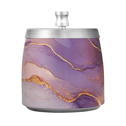 Cenicero de mármol rosa dorado morado con tapa para el hogar, oficina, interior y exterior, ceniceros portátiles antideslizantes para decoración de puros