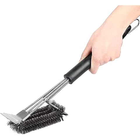 GRANDMA SHARK 18" Grill Cleaning Brush, BBQ Grill Barbecue Brush with Extra Long Stainless Steel Bristles PP Thermal Insulation Handle, Perfect Barbecue Accessories for Charcoal Gas Electric Grill Cover