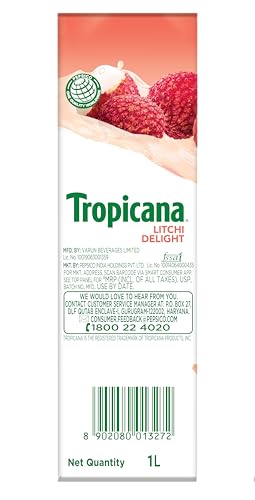 Image of Tropicana Litchi - Litchi Delight, Tetra Pack, 1000 ml (Pack of 2)