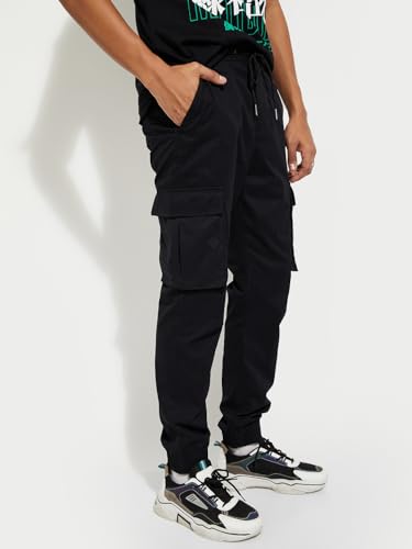 Image of Max Men Mid Rise URB N Solid Cargo Joggers