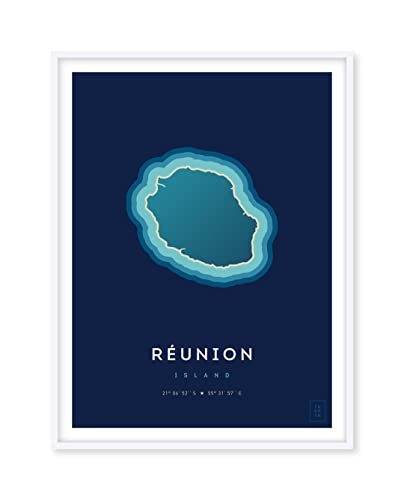 Affiche de l'île de la Réunion 50x70cm par ikonik pour décoration salon