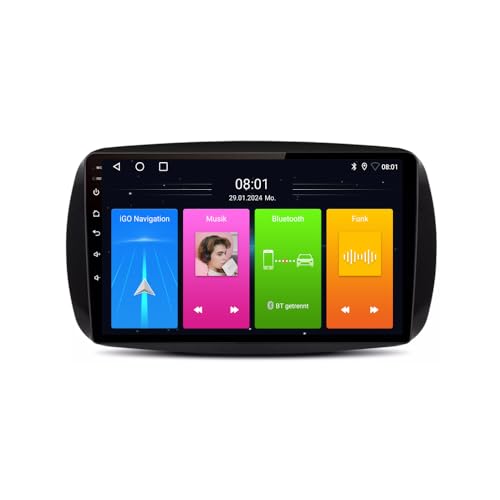 9 HD Android Auto GPS Radio Navigator Carplay Replacement for Smart Forfour 4 Schrägheck 453 2014/11-2024/12 Smart Fortwo II Cabriolet Coupe 453 mit GPS Bluetooth FM USB WiFi DVR RDS TPMS SWC DAB