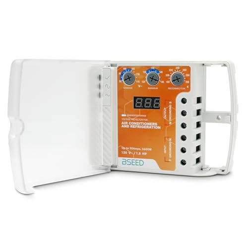 BSEED Surge Protector, Voltage Regulator, Wiring Heavy Duty Power Surge Protector Outlet for Refrigerator, TV, Computer and Home Appliance, Adjustable, LED Display Screen, 120V, 30A, 3600Watts, 1 Pack