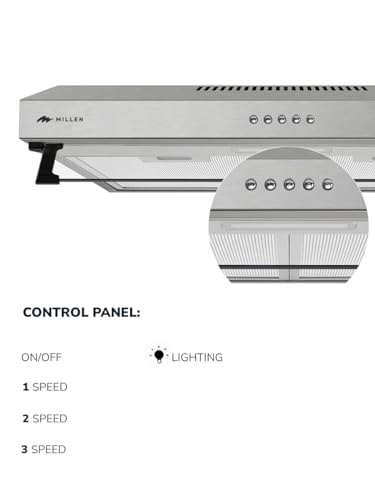 MILLEN 60cm Under Cabinet Stainless Steel Range Hood - MKH 603 IX, 3 Year Warranty
