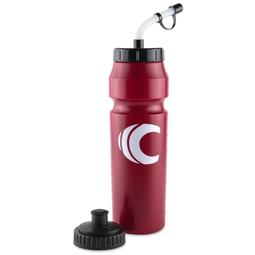Cannon Sports 1 Liter Sports Water Bottle, BPA-Free, 34 Oz Capacity, Large Mouth, 2 lids (Straw and Squeeze), Great For Helmet Sports Such As Hockey, Lacrosse, Football, Boxing (Burgundy)