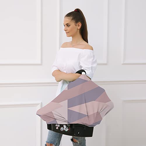 Carseat Cover Boy and Girls - Multi-use Nursing Car Seat Canopy Cover for Breastfeeding, Infant Stroller Cover, High Chair Cover (Baby Pink) - Thumbnail 2
