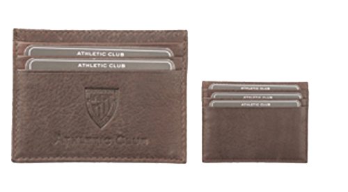 Tarjetero Oficial Athletic Club Bilbao de Piel en Color marrón Grabado con Escudo y Letras.