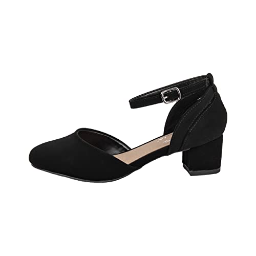 Escarpins à talons bas Mia-2 avec sangle de cheville et bout fermé pour filles