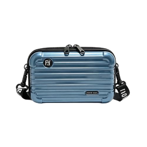 Image of Mini Suitcase Crossbody Bag, Plastic Mini Suitcase Bag Suitcase Purses Stylish Suitcase Cosmetic Bag with 2 Straps