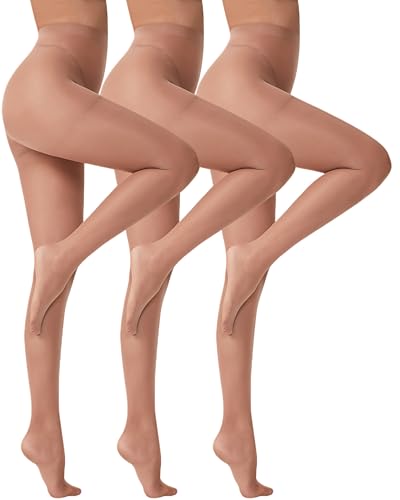 Image of leg elegant 3 Pairs 20D Women's Sheer Tights Ultra Sheer Pantyhose with Control Top