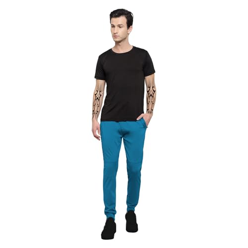 Image of LookMark Men's Solid Lycra Blend Lounge Wear: Trendy Track Pant with Pockets, Ideal for Night, Day, or Casual Wear