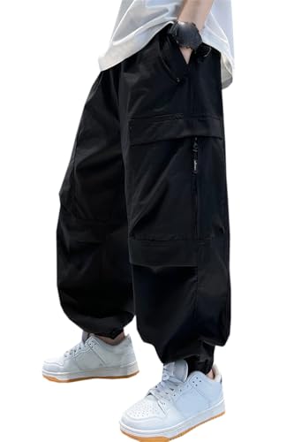 SANGTREE Boys Cargo Pants Outdoor Quick Dry Lightweight Casual Jogger Pants with Zipper Pockets, 4-14 Years